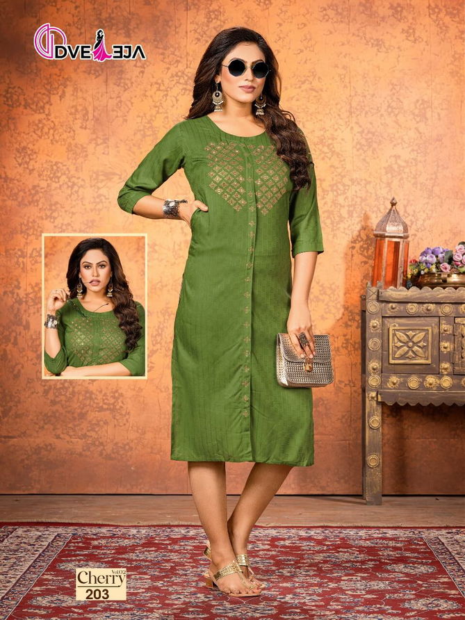 Dveeja Cherry 2 Rayon Fancy Regular Wear Designer Kurti Collection